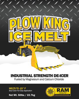 Plow King Ice Melt. Industrial Strength De-Icer Fueld by Magnesium and Calcium Chloride.