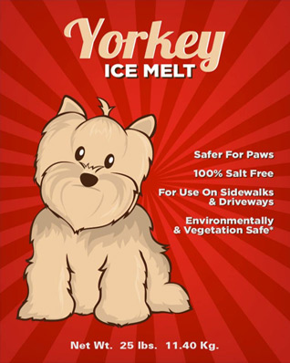 Yorkey Ice Melt. Safer for Paws; 100% Salt Free; For Use on Sidewalks & Driveways; Environmentally & Vegetation Safe.